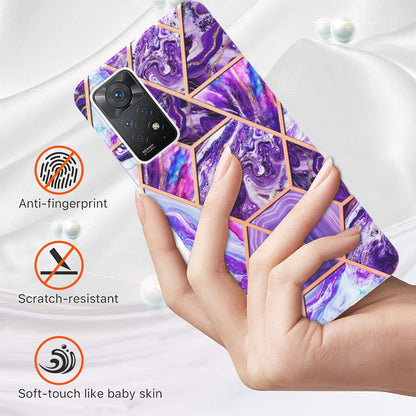 YB IMD Series-3 for Xiaomi Redmi Note 11 Pro 5G (Qualcomm) / Redmi Note 11 Pro 4G (MediaTek) Marble Case IMD Flexible TPU Electroplating Design Protective Cover