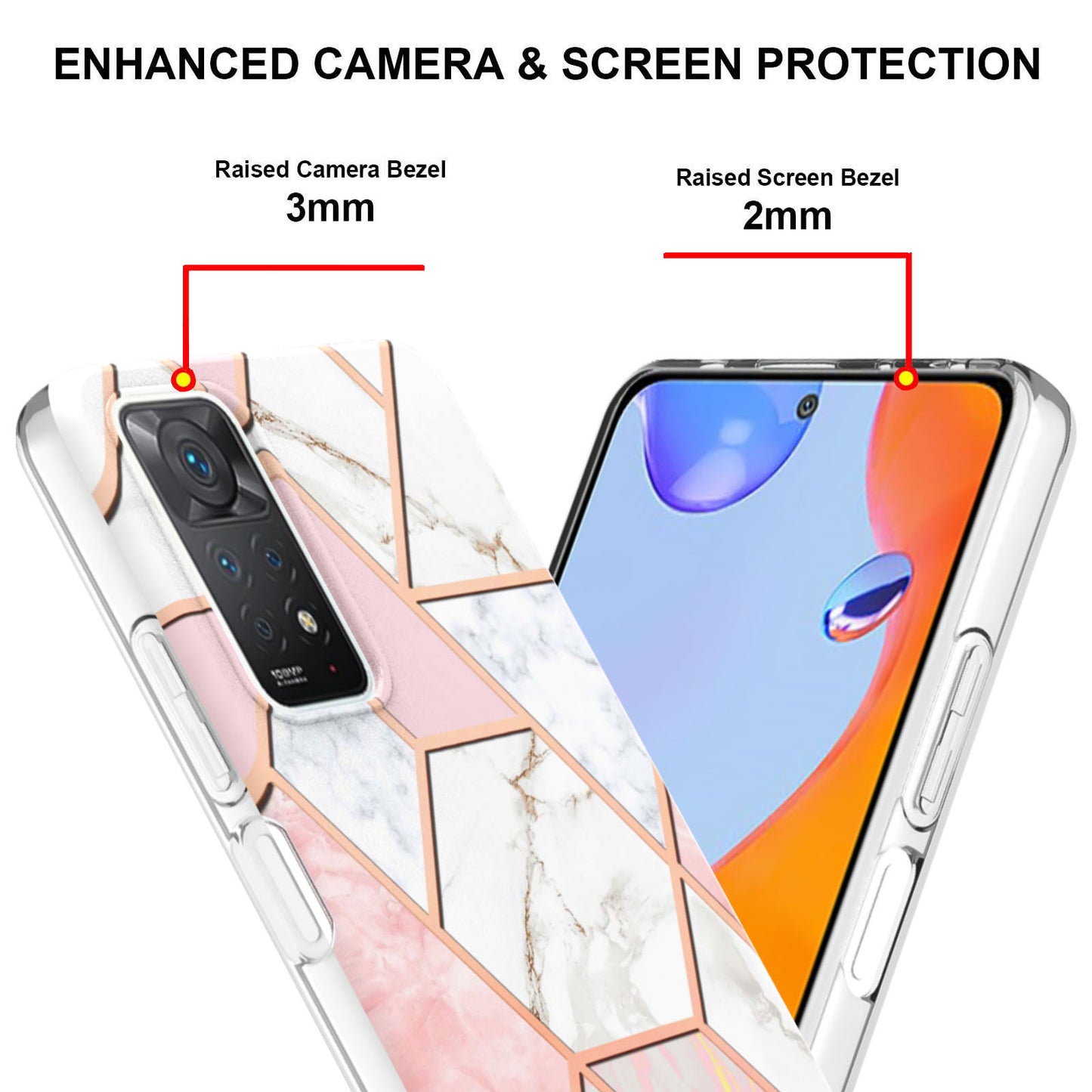 YB IMD Series-3 for Xiaomi Redmi Note 11 Pro 5G (Qualcomm) / Redmi Note 11 Pro 4G (MediaTek) Marble Case IMD Flexible TPU Electroplating Design Protective Cover