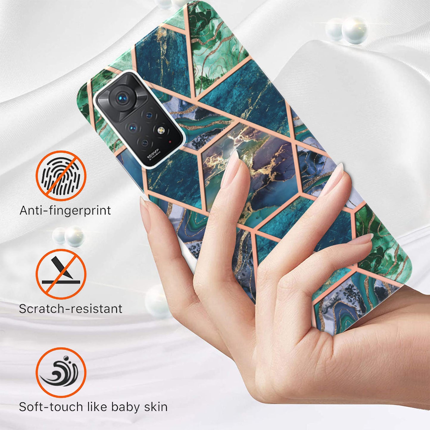 YB IMD Series-3 for Xiaomi Redmi Note 11 Pro 5G (Qualcomm) / Redmi Note 11 Pro 4G (MediaTek) Marble Case IMD Flexible TPU Electroplating Design Protective Cover