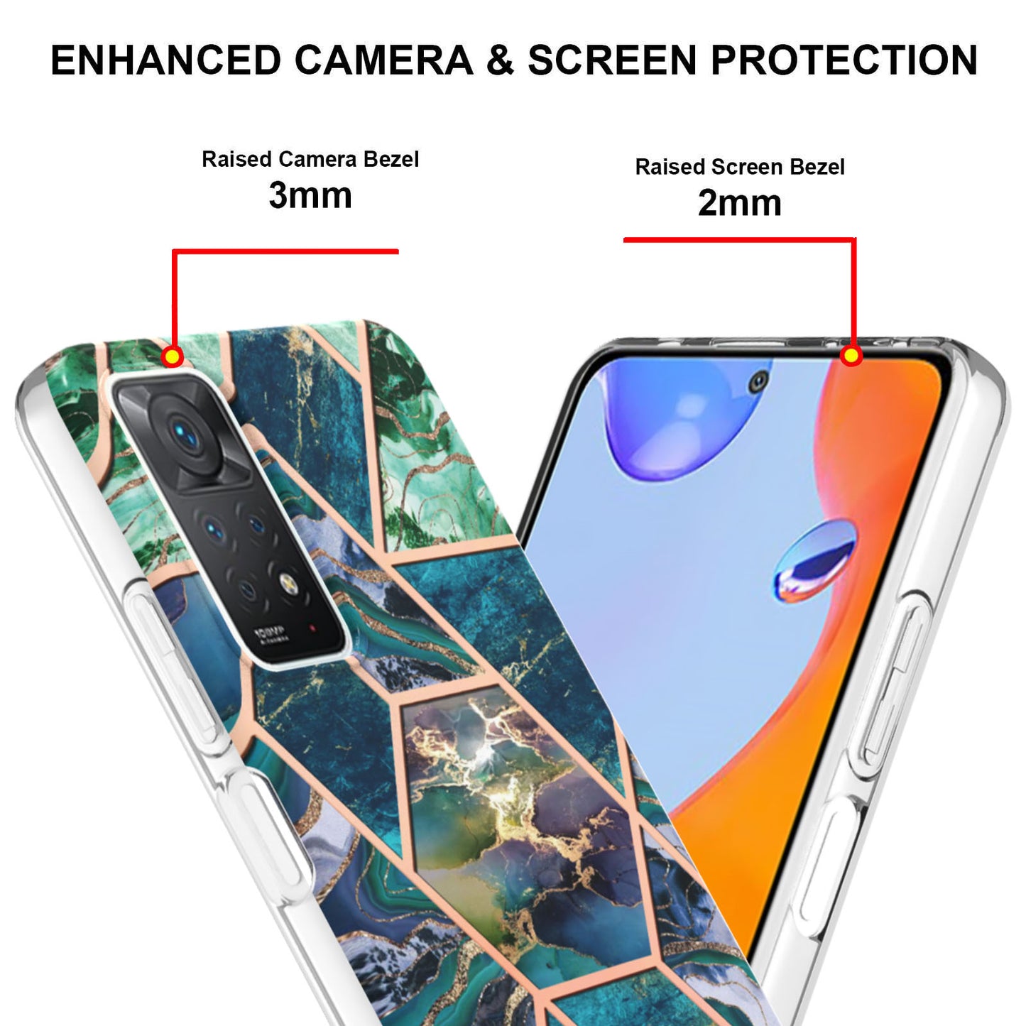 YB IMD Series-3 for Xiaomi Redmi Note 11 Pro 5G (Qualcomm) / Redmi Note 11 Pro 4G (MediaTek) Marble Case IMD Flexible TPU Electroplating Design Protective Cover
