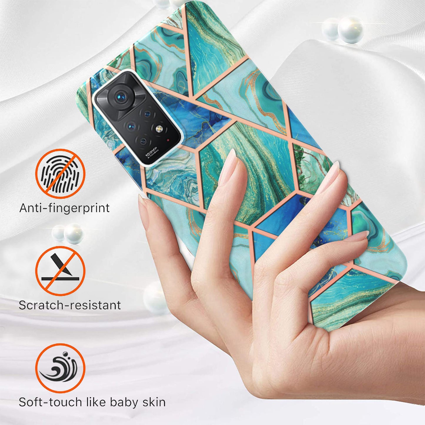 YB IMD Series-3 for Xiaomi Redmi Note 11 Pro 5G (Qualcomm) / Redmi Note 11 Pro 4G (MediaTek) Marble Case IMD Flexible TPU Electroplating Design Protective Cover