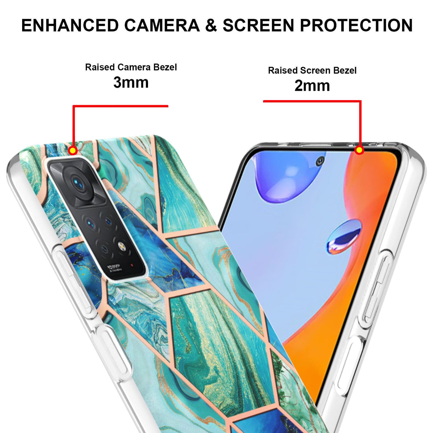 YB IMD Series-3 for Xiaomi Redmi Note 11 Pro 5G (Qualcomm) / Redmi Note 11 Pro 4G (MediaTek) Marble Case IMD Flexible TPU Electroplating Design Protective Cover