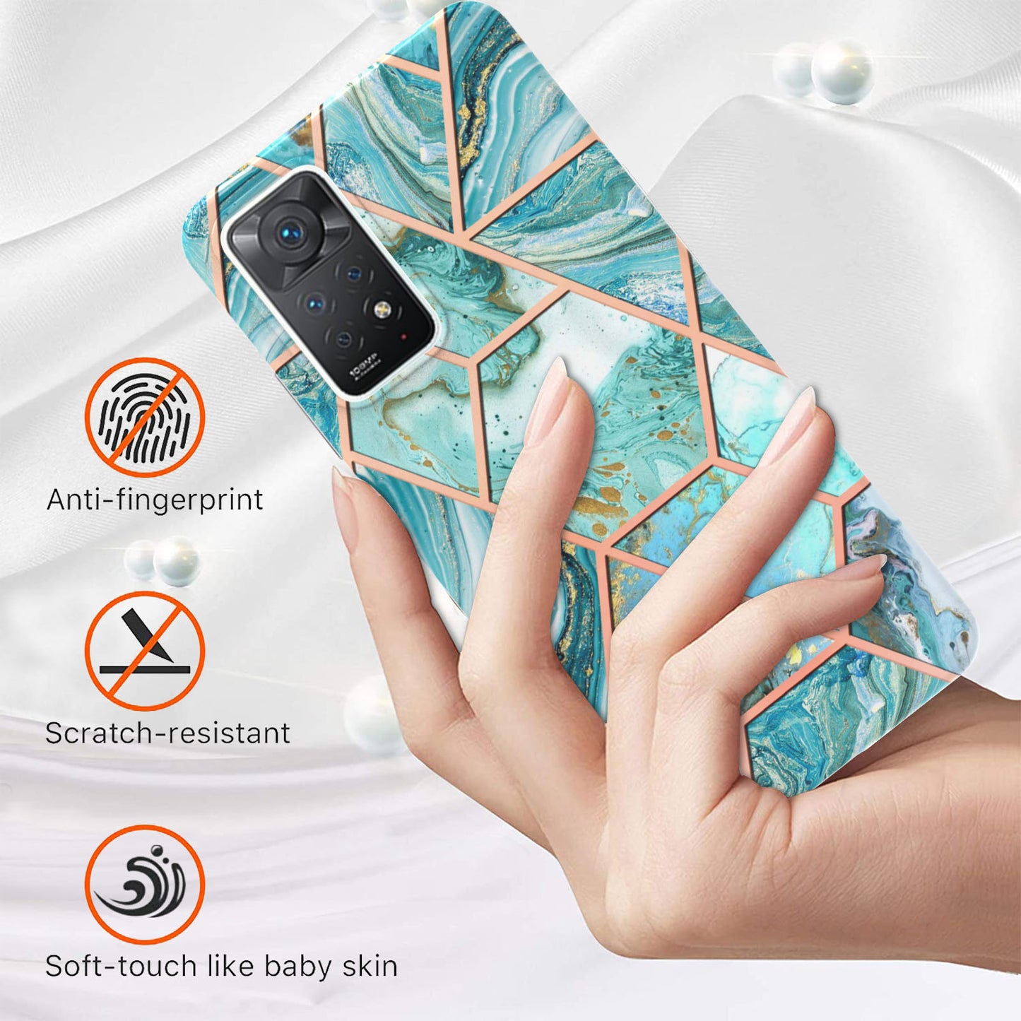 YB IMD Series-3 for Xiaomi Redmi Note 11 Pro 5G (Qualcomm) / Redmi Note 11 Pro 4G (MediaTek) Marble Case IMD Flexible TPU Electroplating Design Protective Cover
