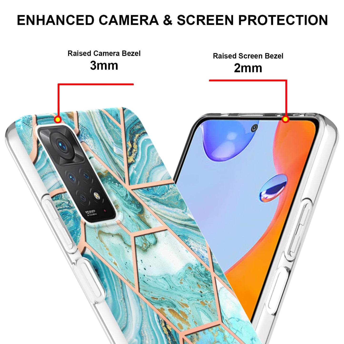 YB IMD Series-3 for Xiaomi Redmi Note 11 Pro 5G (Qualcomm) / Redmi Note 11 Pro 4G (MediaTek) Marble Case IMD Flexible TPU Electroplating Design Protective Cover