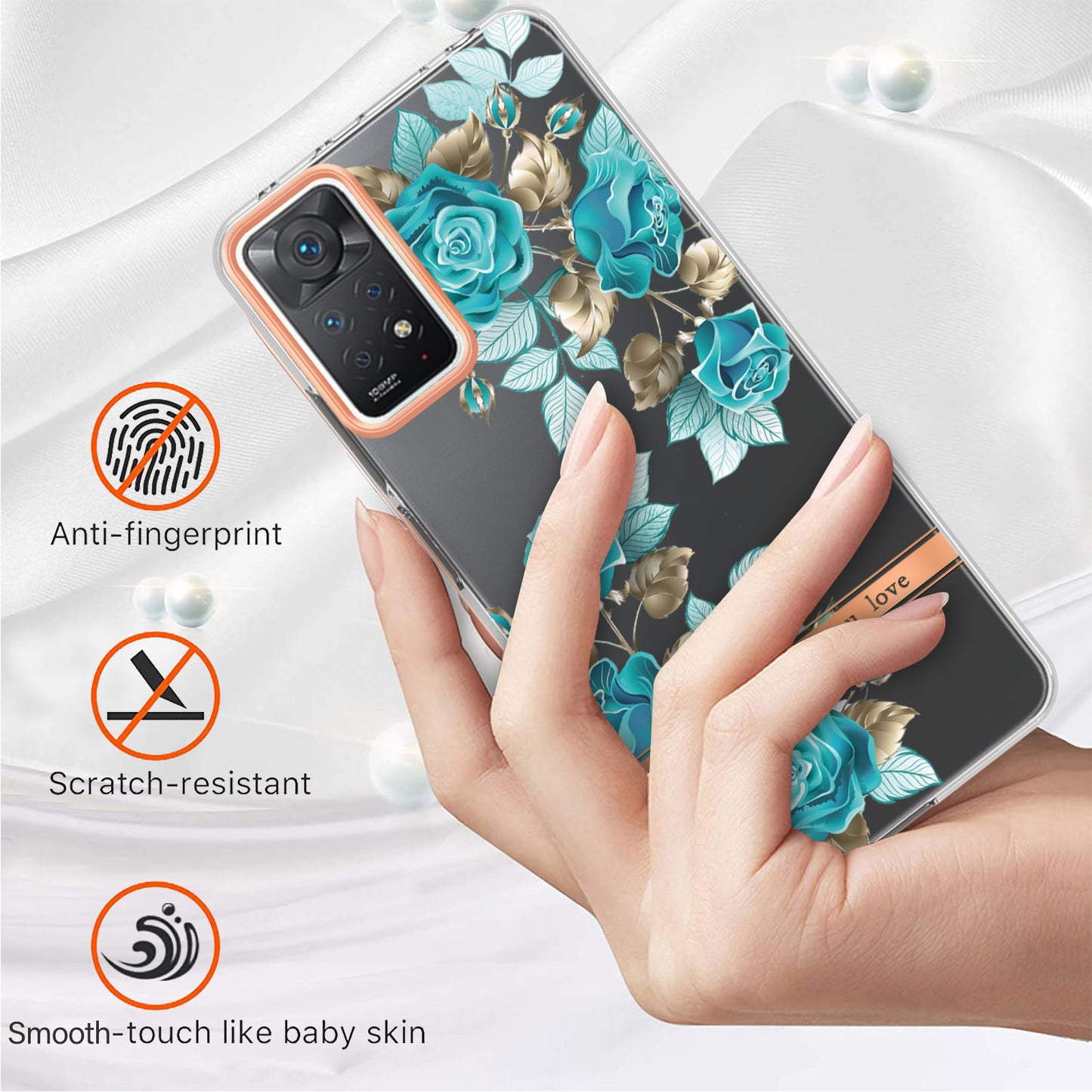 YB IMD-8 Series for Xiaomi Redmi Note 11 Pro 5G (Qualcomm) / Redmi Note 11 Pro 4G (MediaTek) Flower Pattern Ultra-Slim TPU Phone Case IMD Anti-Scratch Electroplating Cover
