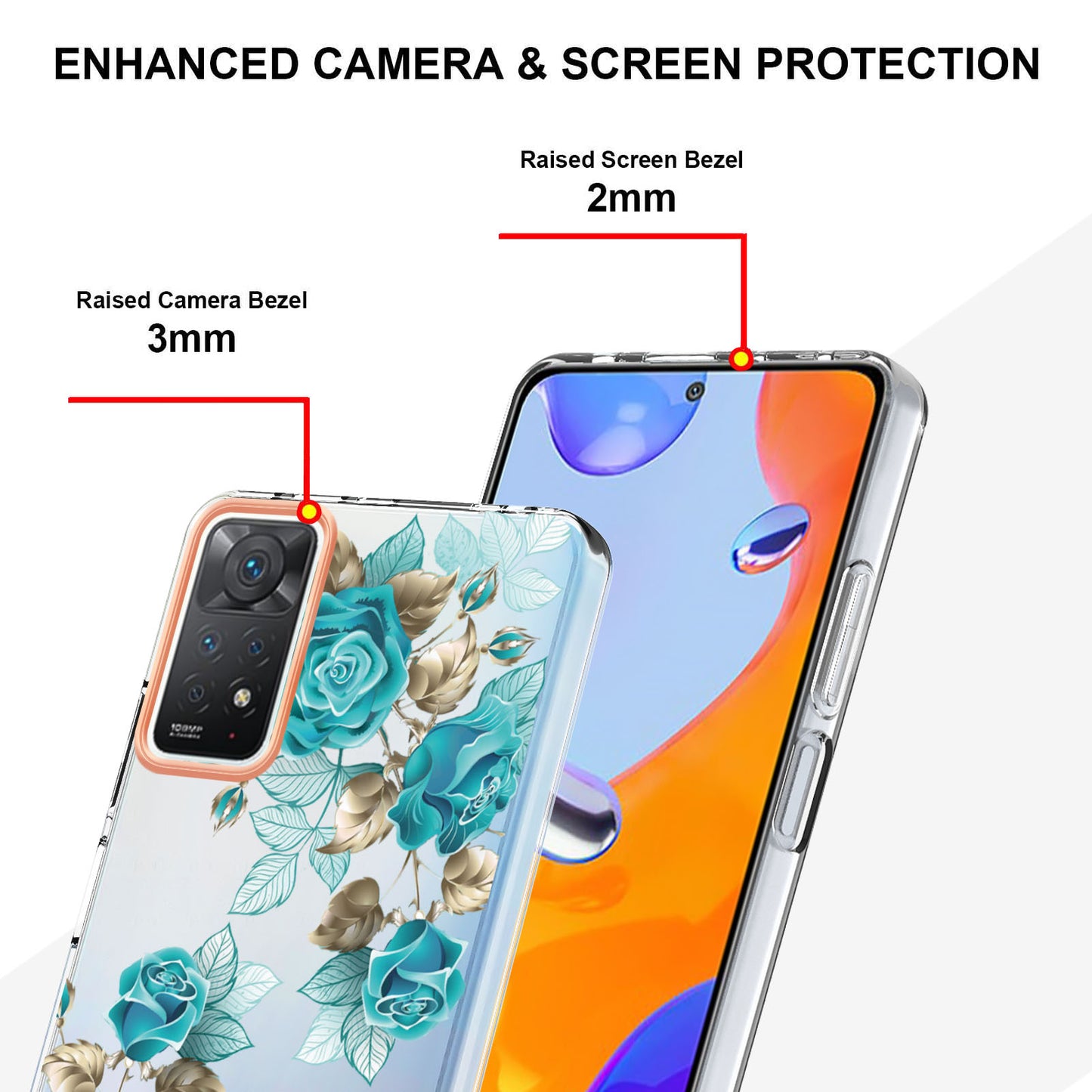 YB IMD-8 Series for Xiaomi Redmi Note 11 Pro 5G (Qualcomm) / Redmi Note 11 Pro 4G (MediaTek) Flower Pattern Ultra-Slim TPU Phone Case IMD Anti-Scratch Electroplating Cover