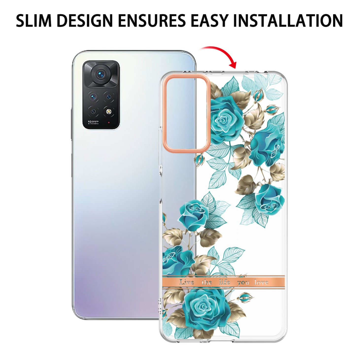 YB IMD-8 Series for Xiaomi Redmi Note 11 Pro 5G (Qualcomm) / Redmi Note 11 Pro 4G (MediaTek) Flower Pattern Ultra-Slim TPU Phone Case IMD Anti-Scratch Electroplating Cover