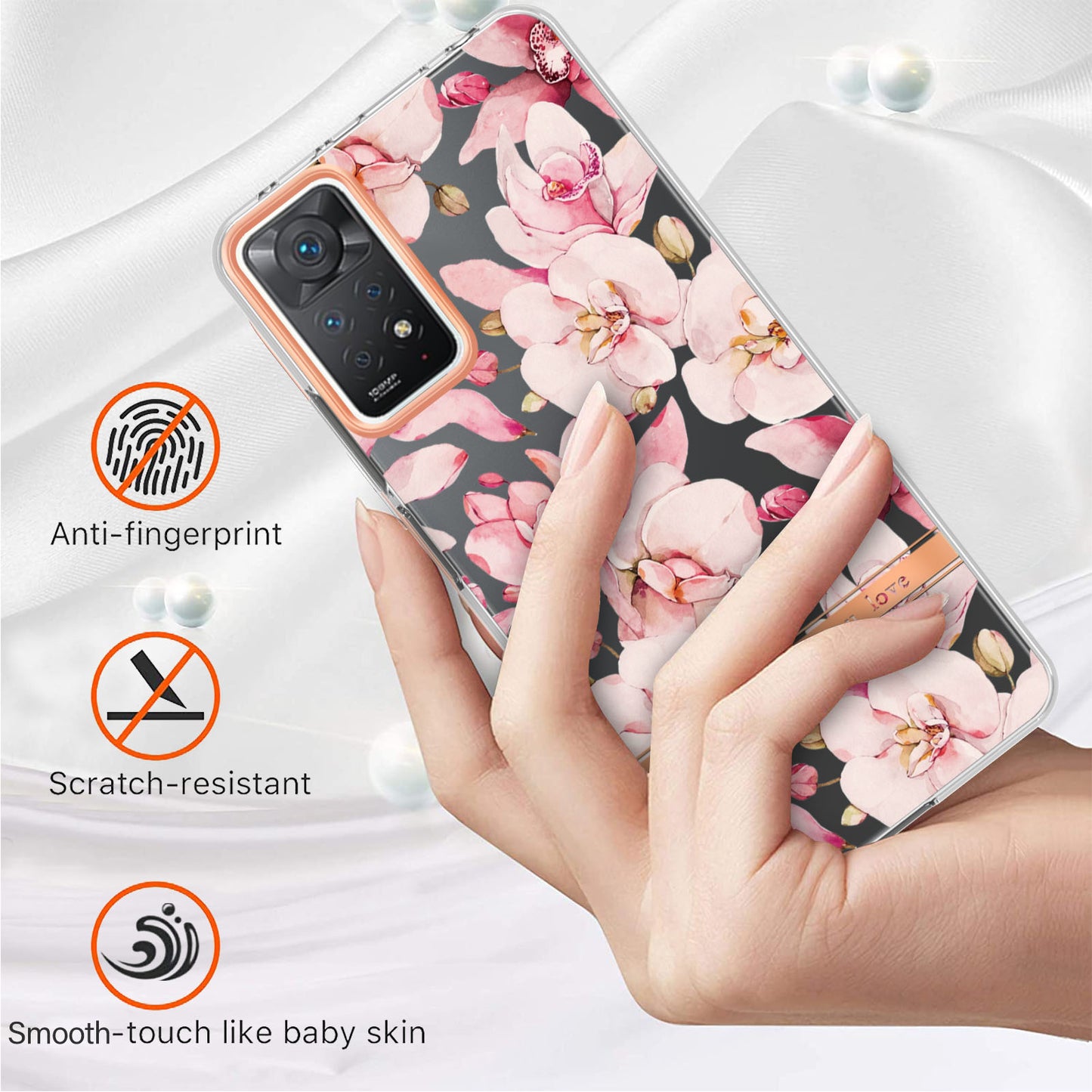 YB IMD-8 Series for Xiaomi Redmi Note 11 Pro 5G (Qualcomm) / Redmi Note 11 Pro 4G (MediaTek) Flower Pattern Ultra-Slim TPU Phone Case IMD Anti-Scratch Electroplating Cover