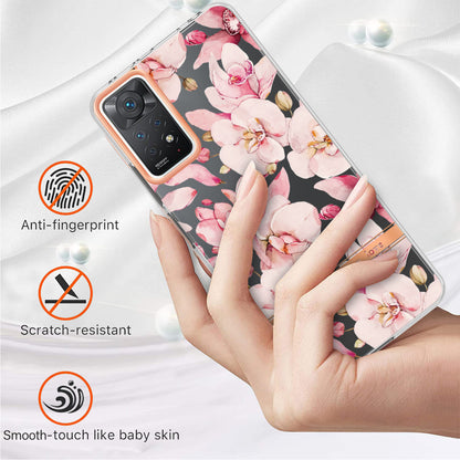 YB IMD-8 Series for Xiaomi Redmi Note 11 Pro 5G (Qualcomm) / Redmi Note 11 Pro 4G (MediaTek) Flower Pattern Ultra-Slim TPU Phone Case IMD Anti-Scratch Electroplating Cover