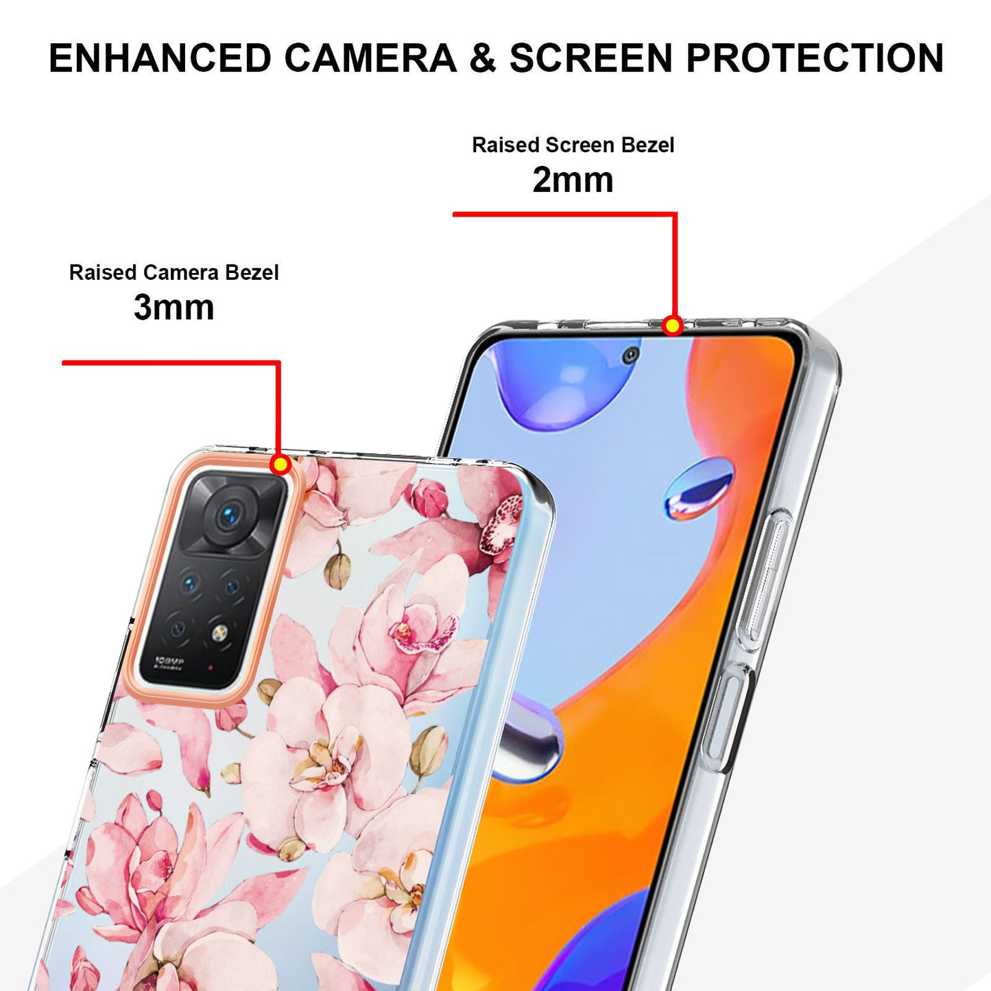 YB IMD-8 Series for Xiaomi Redmi Note 11 Pro 5G (Qualcomm) / Redmi Note 11 Pro 4G (MediaTek) Flower Pattern Ultra-Slim TPU Phone Case IMD Anti-Scratch Electroplating Cover