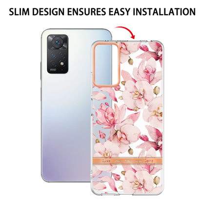 YB IMD-8 Series for Xiaomi Redmi Note 11 Pro 5G (Qualcomm) / Redmi Note 11 Pro 4G (MediaTek) Flower Pattern Ultra-Slim TPU Phone Case IMD Anti-Scratch Electroplating Cover