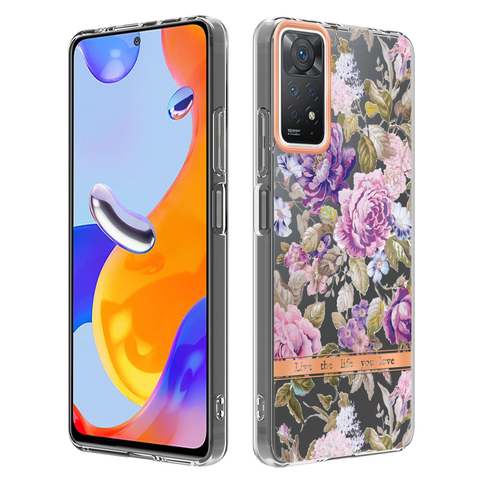 YB IMD-8 Series for Xiaomi Redmi Note 11 Pro 5G (Qualcomm) / Redmi Note 11 Pro 4G (MediaTek) Flower Pattern Ultra-Slim TPU Phone Case IMD Anti-Scratch Electroplating Cover