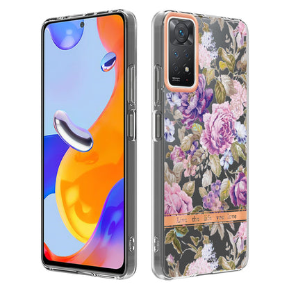 YB IMD-8 Series for Xiaomi Redmi Note 11 Pro 5G (Qualcomm) / Redmi Note 11 Pro 4G (MediaTek) Flower Pattern Ultra-Slim TPU Phone Case IMD Anti-Scratch Electroplating Cover