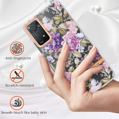 YB IMD-8 Series for Xiaomi Redmi Note 11 Pro 5G (Qualcomm) / Redmi Note 11 Pro 4G (MediaTek) Flower Pattern Ultra-Slim TPU Phone Case IMD Anti-Scratch Electroplating Cover