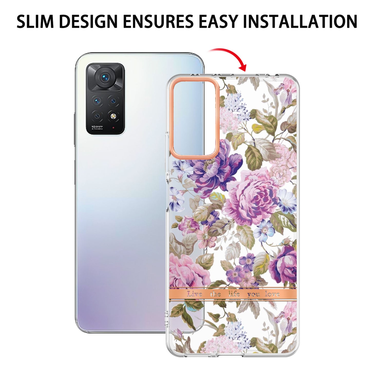 YB IMD-8 Series for Xiaomi Redmi Note 11 Pro 5G (Qualcomm) / Redmi Note 11 Pro 4G (MediaTek) Flower Pattern Ultra-Slim TPU Phone Case IMD Anti-Scratch Electroplating Cover