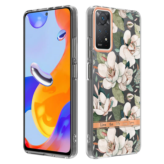 YB IMD-8 Series for Xiaomi Redmi Note 11 Pro 5G (Qualcomm) / Redmi Note 11 Pro 4G (MediaTek) Flower Pattern Ultra-Slim TPU Phone Case IMD Anti-Scratch Electroplating Cover