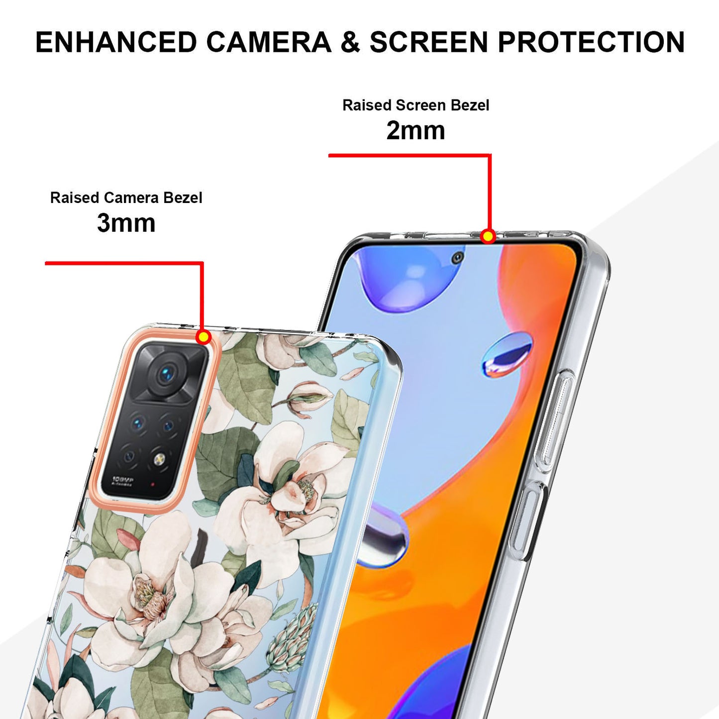 YB IMD-8 Series for Xiaomi Redmi Note 11 Pro 5G (Qualcomm) / Redmi Note 11 Pro 4G (MediaTek) Flower Pattern Ultra-Slim TPU Phone Case IMD Anti-Scratch Electroplating Cover