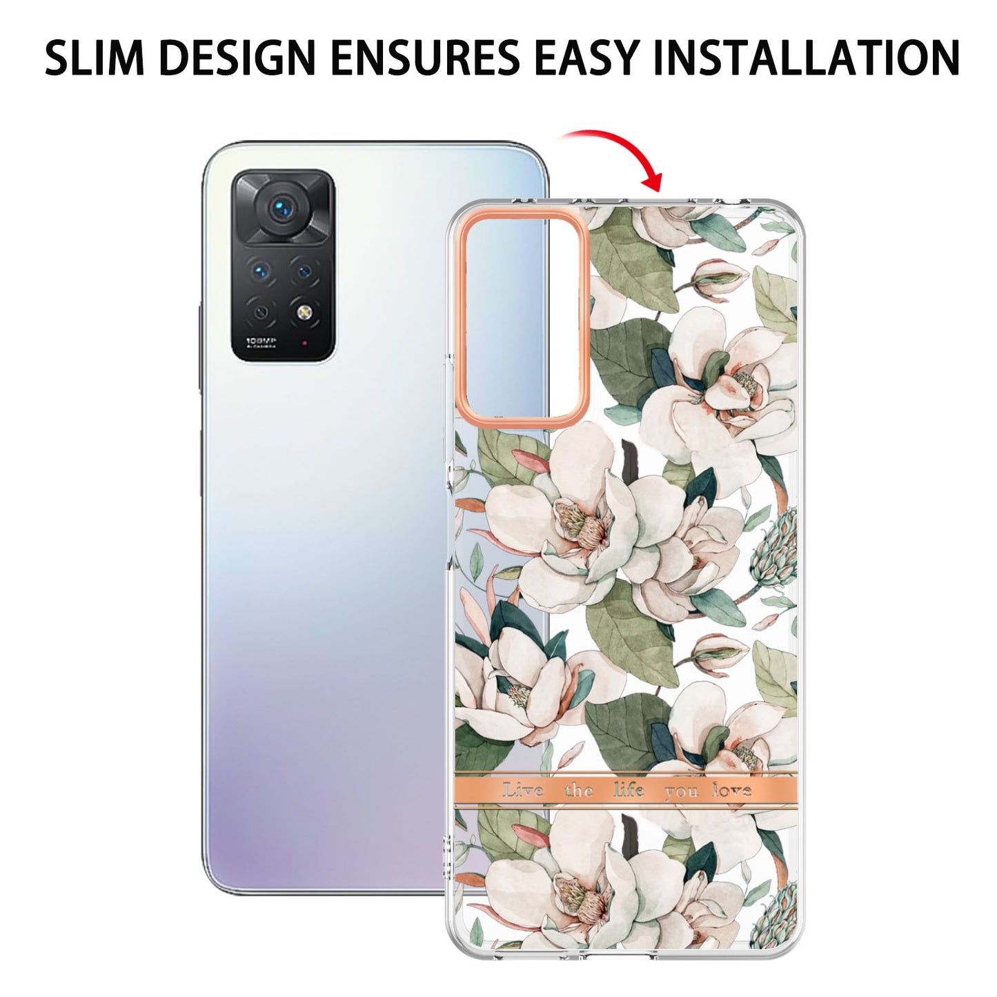 YB IMD-8 Series for Xiaomi Redmi Note 11 Pro 5G (Qualcomm) / Redmi Note 11 Pro 4G (MediaTek) Flower Pattern Ultra-Slim TPU Phone Case IMD Anti-Scratch Electroplating Cover