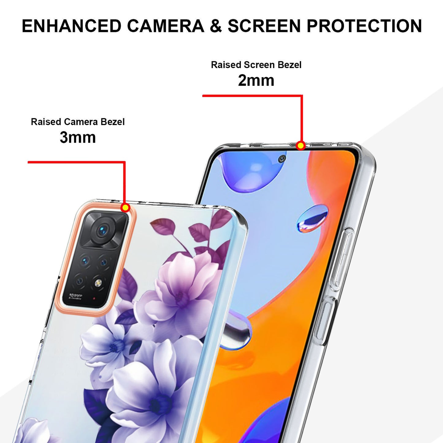 YB IMD-8 Series for Xiaomi Redmi Note 11 Pro 5G (Qualcomm) / Redmi Note 11 Pro 4G (MediaTek) Flower Pattern Ultra-Slim TPU Phone Case IMD Anti-Scratch Electroplating Cover
