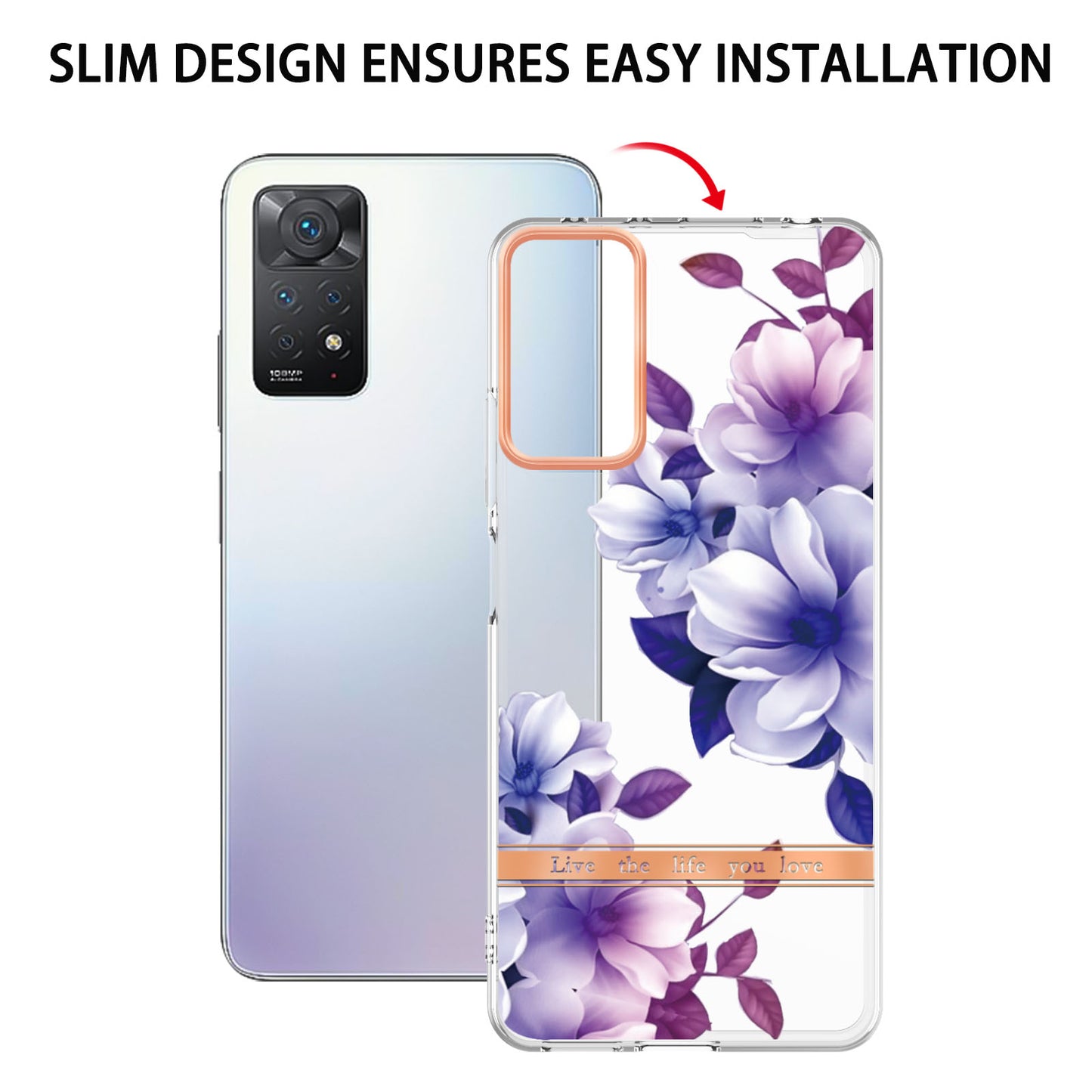 YB IMD-8 Series for Xiaomi Redmi Note 11 Pro 5G (Qualcomm) / Redmi Note 11 Pro 4G (MediaTek) Flower Pattern Ultra-Slim TPU Phone Case IMD Anti-Scratch Electroplating Cover