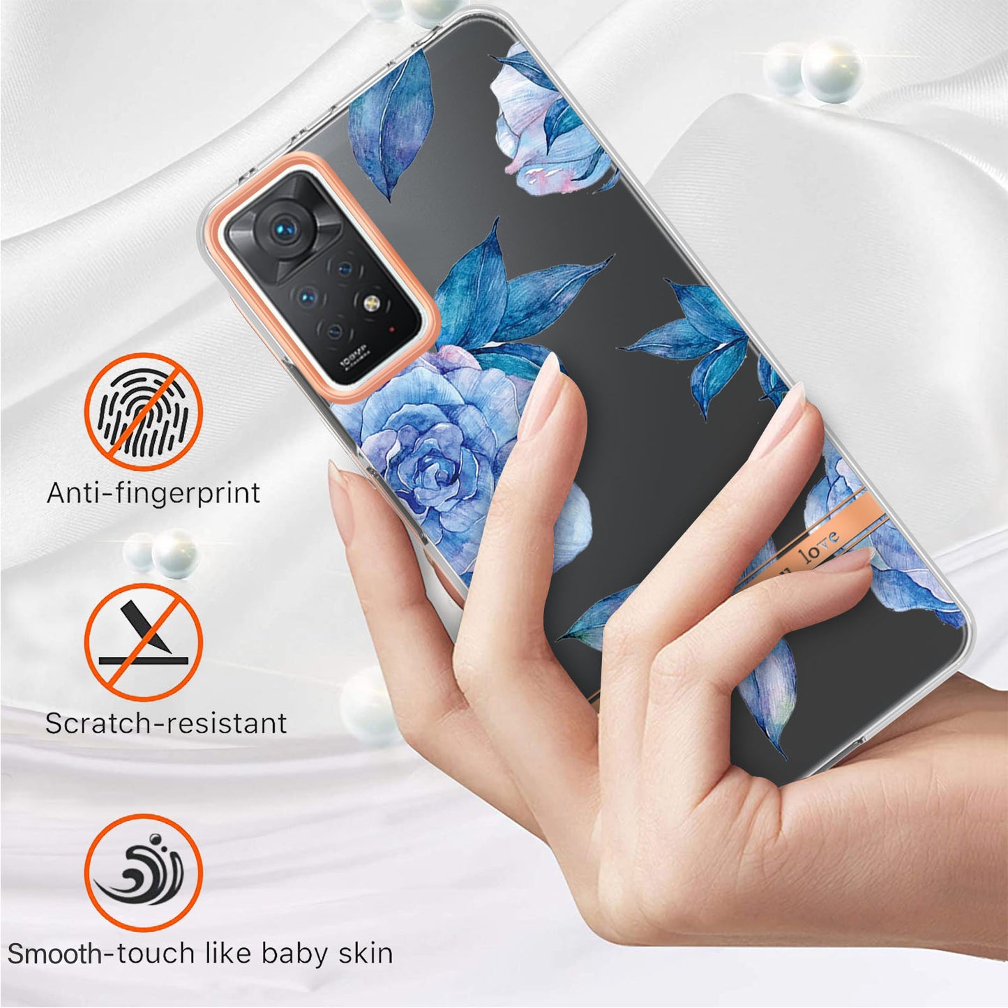 YB IMD-8 Series for Xiaomi Redmi Note 11 Pro 5G (Qualcomm) / Redmi Note 11 Pro 4G (MediaTek) Flower Pattern Ultra-Slim TPU Phone Case IMD Anti-Scratch Electroplating Cover