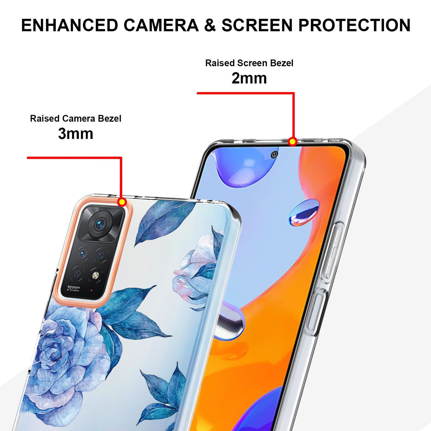 YB IMD-8 Series for Xiaomi Redmi Note 11 Pro 5G (Qualcomm) / Redmi Note 11 Pro 4G (MediaTek) Flower Pattern Ultra-Slim TPU Phone Case IMD Anti-Scratch Electroplating Cover