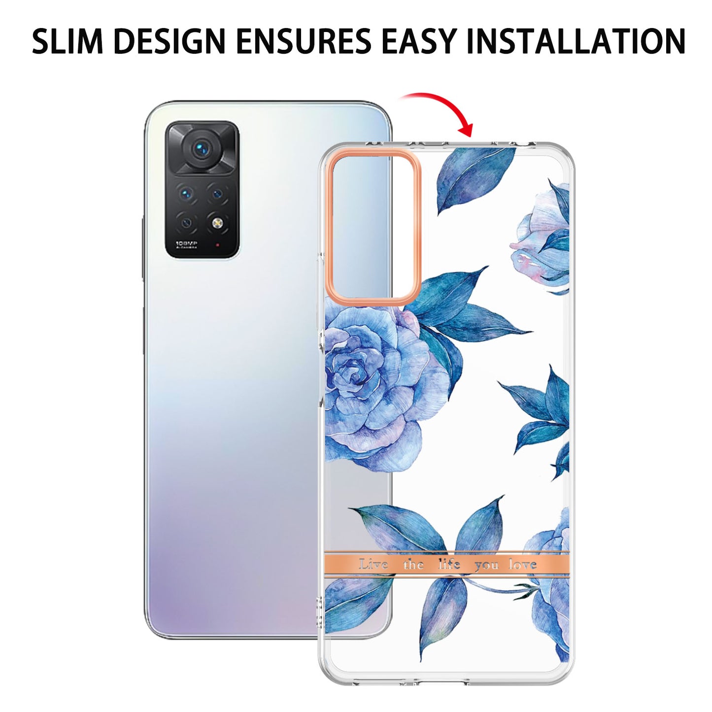 YB IMD-8 Series for Xiaomi Redmi Note 11 Pro 5G (Qualcomm) / Redmi Note 11 Pro 4G (MediaTek) Flower Pattern Ultra-Slim TPU Phone Case IMD Anti-Scratch Electroplating Cover