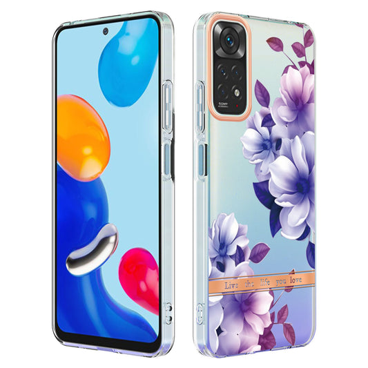 YB IMD-8 Series for Xiaomi Redmi Note 11 4G (Qualcomm) / Redmi Note 11S 4G Electroplated Flower Pattern Phone Case Soft TPU IMD Shockproof Slim Anti-Scratch Cover