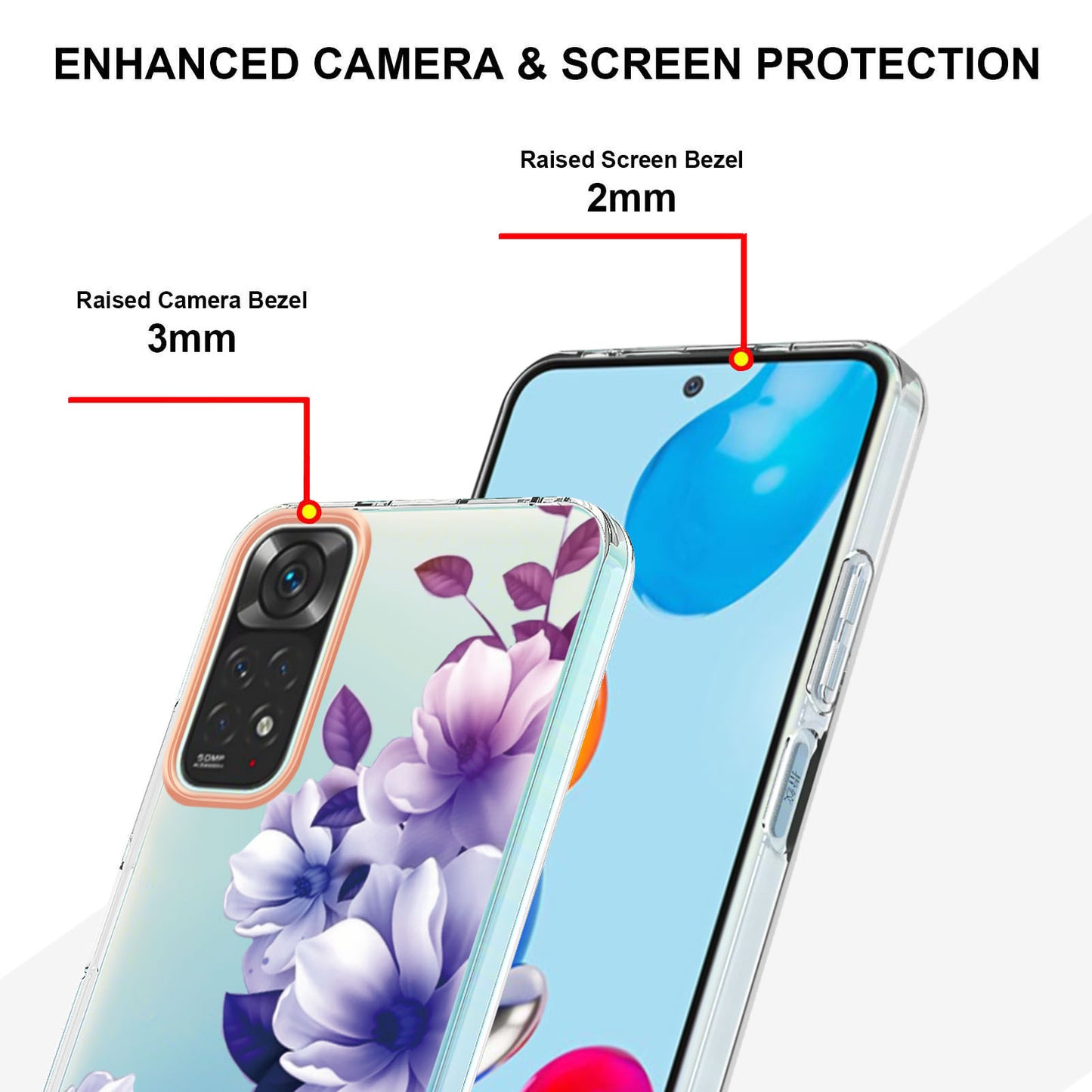YB IMD-8 Series for Xiaomi Redmi Note 11 4G (Qualcomm) / Redmi Note 11S 4G Electroplated Flower Pattern Phone Case Soft TPU IMD Shockproof Slim Anti-Scratch Cover
