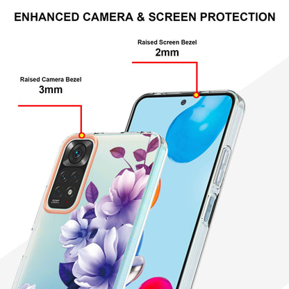 YB IMD-8 Series for Xiaomi Redmi Note 11 4G (Qualcomm) / Redmi Note 11S 4G Electroplated Flower Pattern Phone Case Soft TPU IMD Shockproof Slim Anti-Scratch Cover