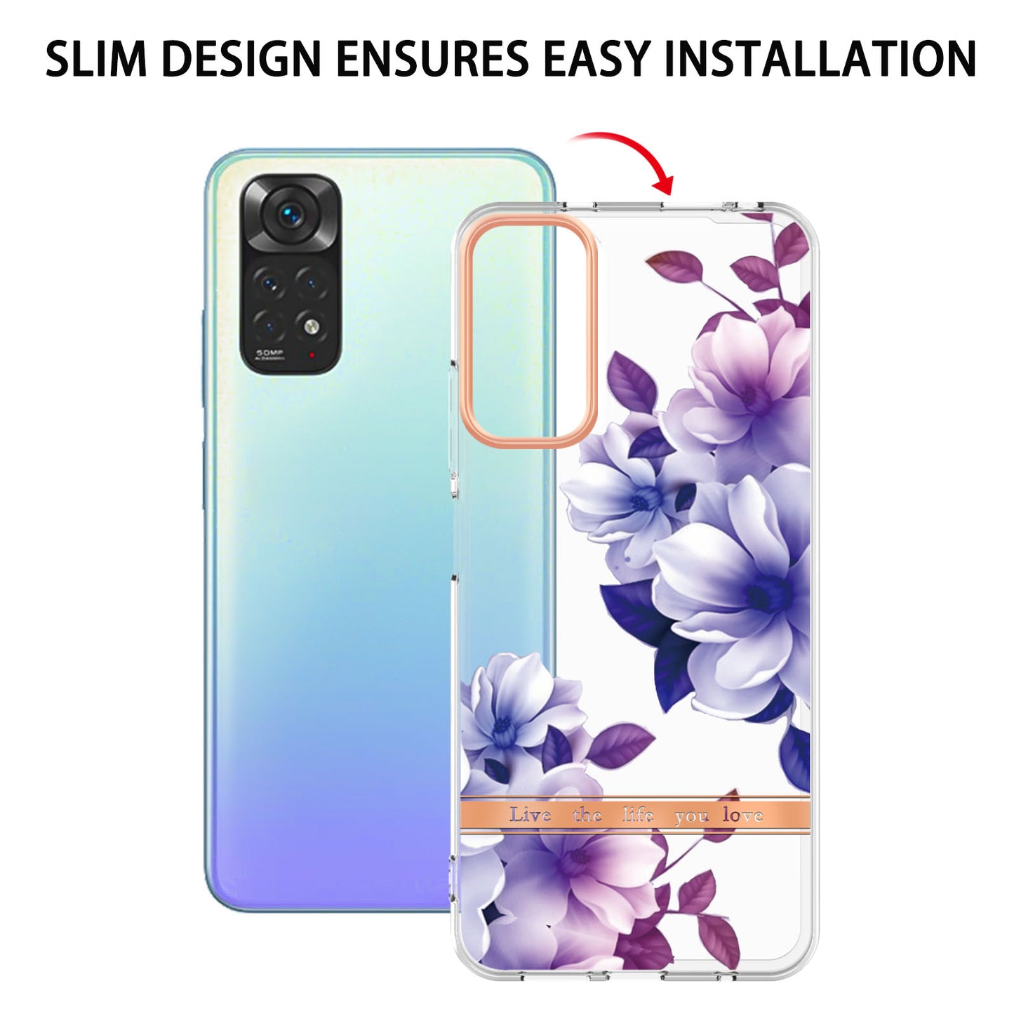 YB IMD-8 Series for Xiaomi Redmi Note 11 4G (Qualcomm) / Redmi Note 11S 4G Electroplated Flower Pattern Phone Case Soft TPU IMD Shockproof Slim Anti-Scratch Cover