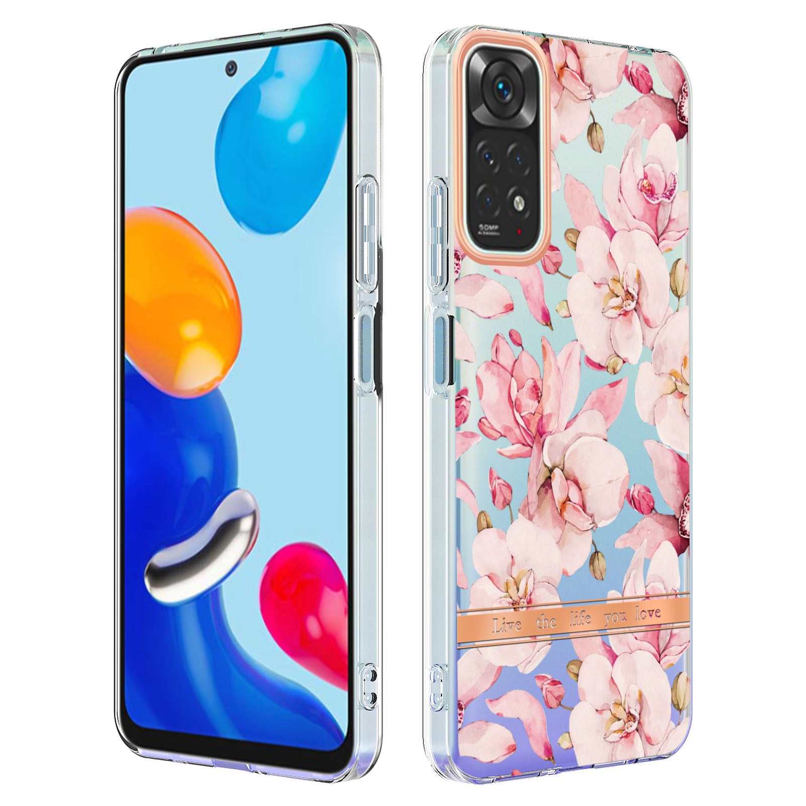 YB IMD-8 Series for Xiaomi Redmi Note 11 4G (Qualcomm) / Redmi Note 11S 4G Electroplated Flower Pattern Phone Case Soft TPU IMD Shockproof Slim Anti-Scratch Cover