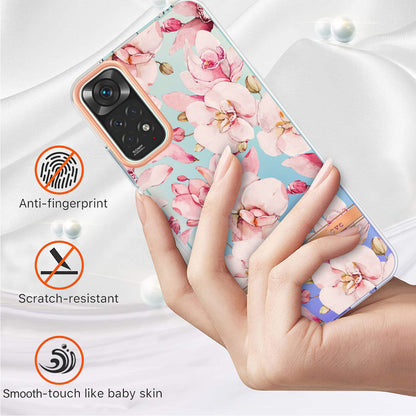 YB IMD-8 Series for Xiaomi Redmi Note 11 4G (Qualcomm) / Redmi Note 11S 4G Electroplated Flower Pattern Phone Case Soft TPU IMD Shockproof Slim Anti-Scratch Cover