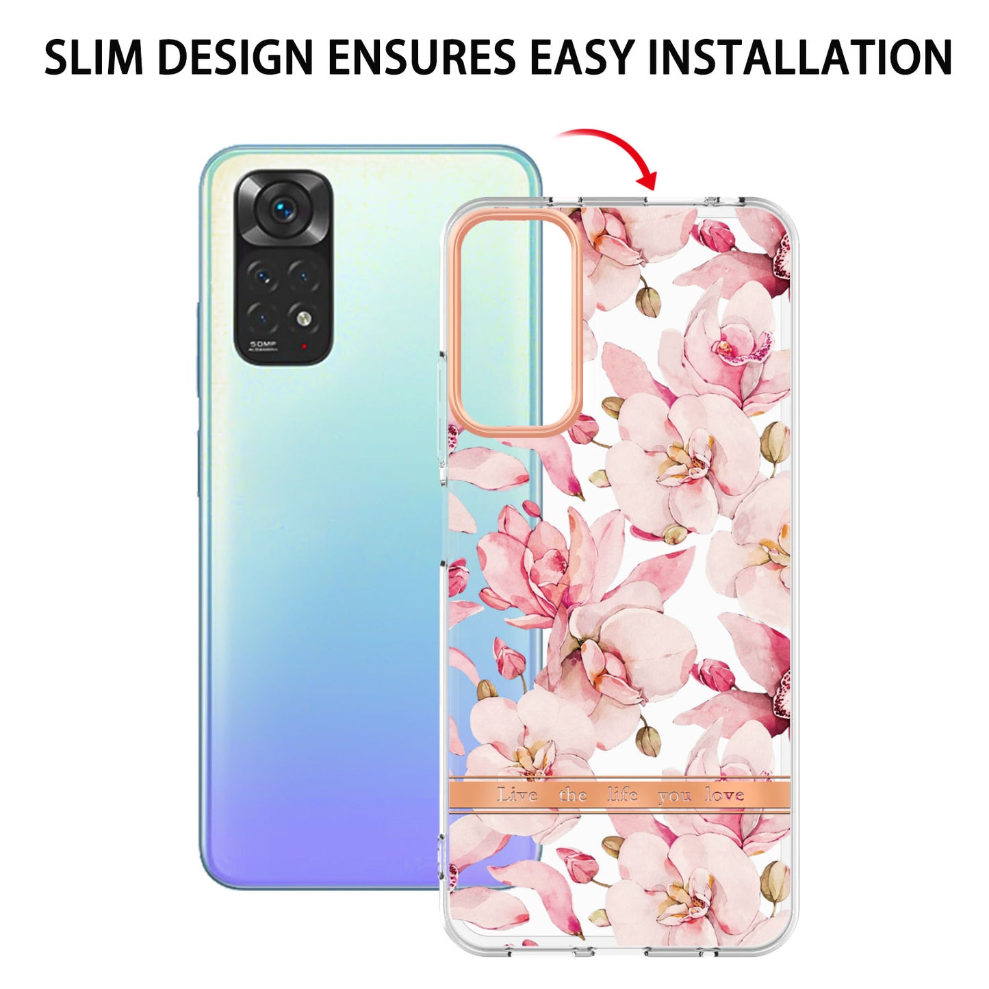 YB IMD-8 Series for Xiaomi Redmi Note 11 4G (Qualcomm) / Redmi Note 11S 4G Electroplated Flower Pattern Phone Case Soft TPU IMD Shockproof Slim Anti-Scratch Cover