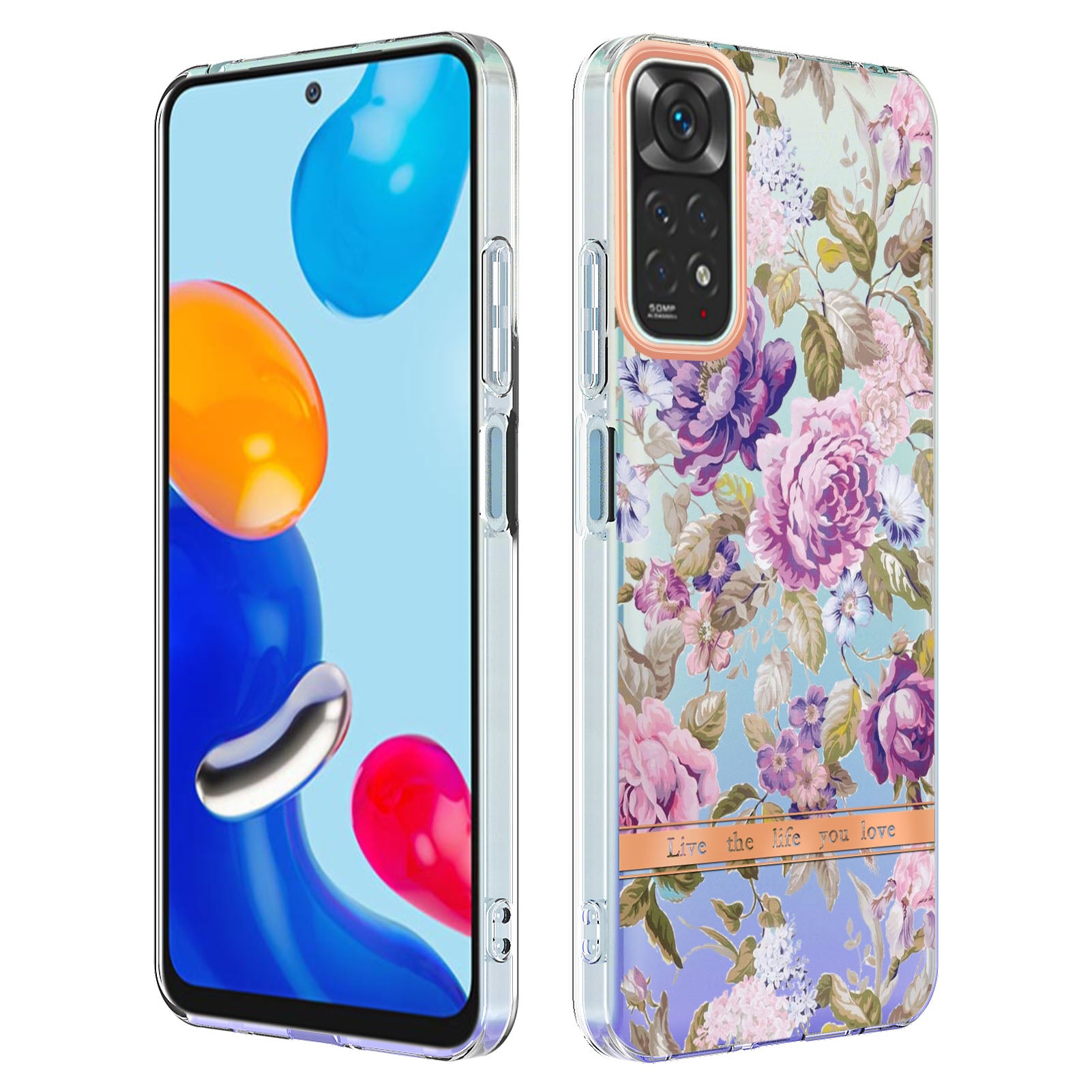 YB IMD-8 Series for Xiaomi Redmi Note 11 4G (Qualcomm) / Redmi Note 11S 4G Electroplated Flower Pattern Phone Case Soft TPU IMD Shockproof Slim Anti-Scratch Cover