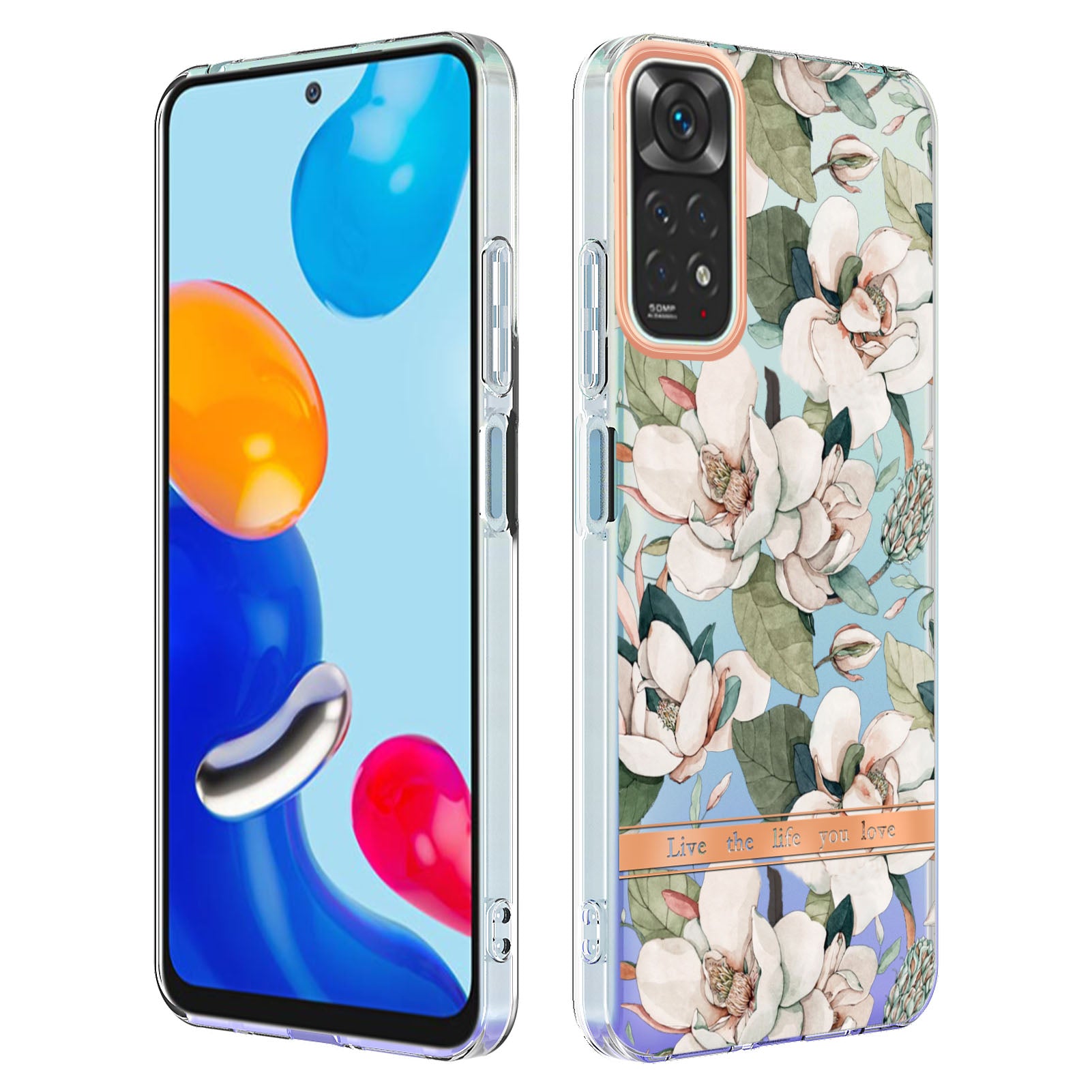 YB IMD-8 Series for Xiaomi Redmi Note 11 4G (Qualcomm) / Redmi Note 11S 4G Electroplated Flower Pattern Phone Case Soft TPU IMD Shockproof Slim Anti-Scratch Cover