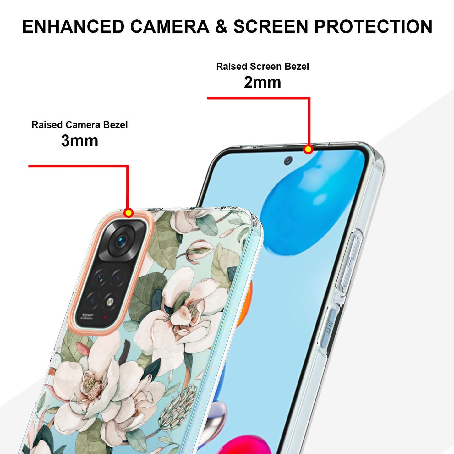 YB IMD-8 Series for Xiaomi Redmi Note 11 4G (Qualcomm) / Redmi Note 11S 4G Electroplated Flower Pattern Phone Case Soft TPU IMD Shockproof Slim Anti-Scratch Cover