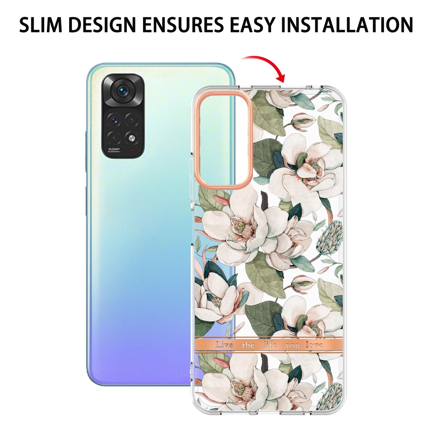 YB IMD-8 Series for Xiaomi Redmi Note 11 4G (Qualcomm) / Redmi Note 11S 4G Electroplated Flower Pattern Phone Case Soft TPU IMD Shockproof Slim Anti-Scratch Cover
