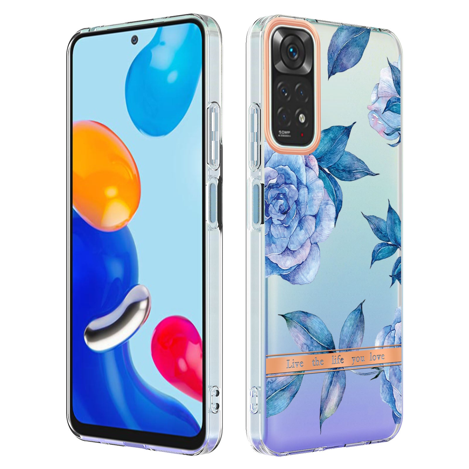 YB IMD-8 Series for Xiaomi Redmi Note 11 4G (Qualcomm) / Redmi Note 11S 4G Electroplated Flower Pattern Phone Case Soft TPU IMD Shockproof Slim Anti-Scratch Cover