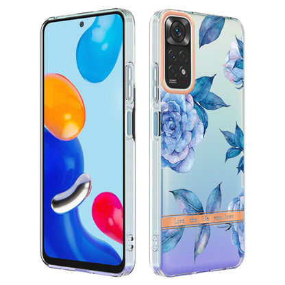 YB IMD-8 Series for Xiaomi Redmi Note 11 4G (Qualcomm) / Redmi Note 11S 4G Electroplated Flower Pattern Phone Case Soft TPU IMD Shockproof Slim Anti-Scratch Cover