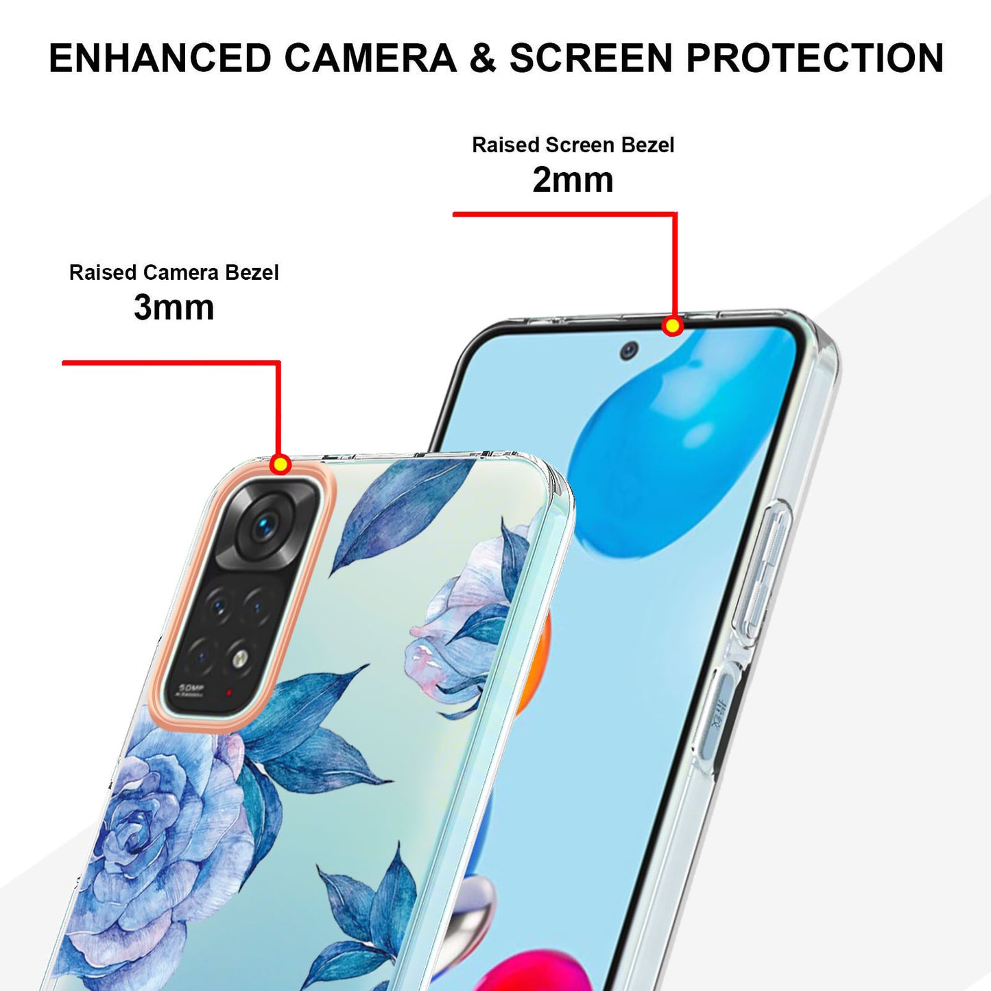 YB IMD-8 Series for Xiaomi Redmi Note 11 4G (Qualcomm) / Redmi Note 11S 4G Electroplated Flower Pattern Phone Case Soft TPU IMD Shockproof Slim Anti-Scratch Cover