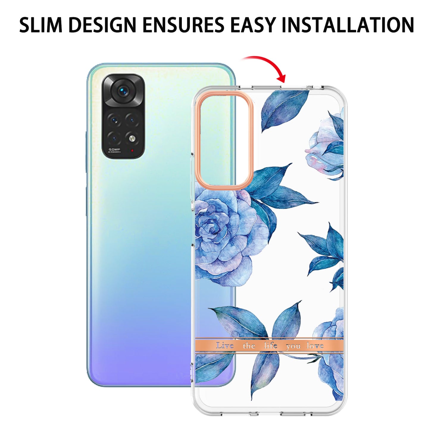 YB IMD-8 Series for Xiaomi Redmi Note 11 4G (Qualcomm) / Redmi Note 11S 4G Electroplated Flower Pattern Phone Case Soft TPU IMD Shockproof Slim Anti-Scratch Cover