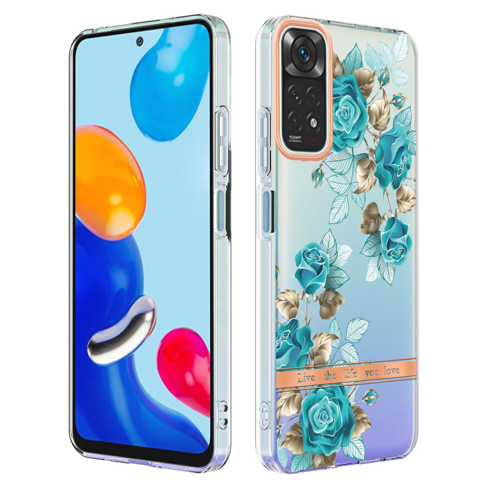 YB IMD-8 Series for Xiaomi Redmi Note 11 4G (Qualcomm) / Redmi Note 11S 4G Electroplated Flower Pattern Phone Case Soft TPU IMD Shockproof Slim Anti-Scratch Cover