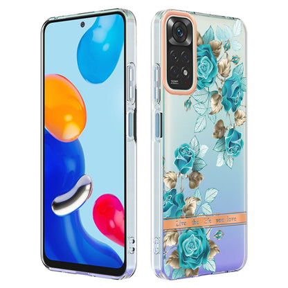 YB IMD-8 Series for Xiaomi Redmi Note 11 4G (Qualcomm) / Redmi Note 11S 4G Electroplated Flower Pattern Phone Case Soft TPU IMD Shockproof Slim Anti-Scratch Cover