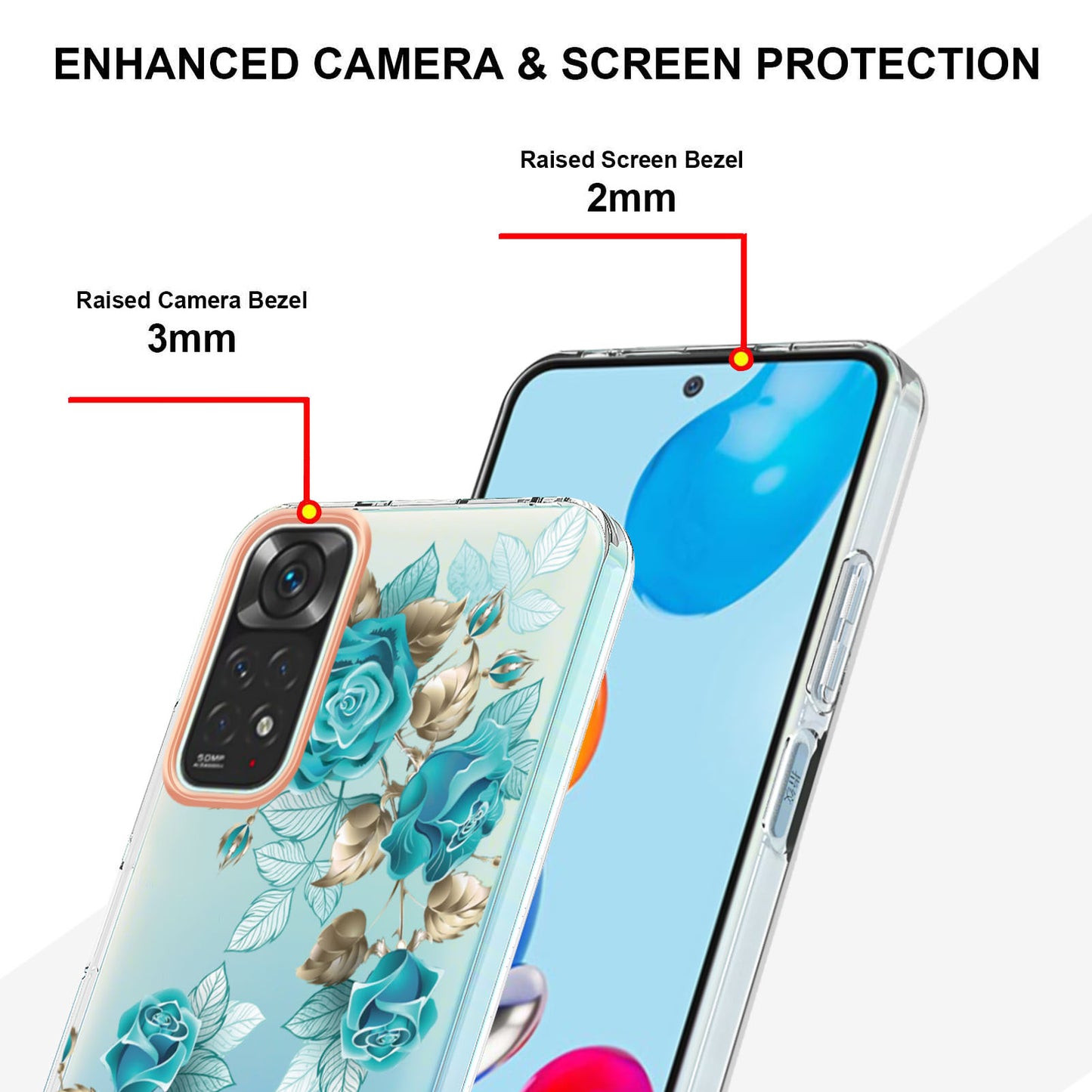 YB IMD-8 Series for Xiaomi Redmi Note 11 4G (Qualcomm) / Redmi Note 11S 4G Electroplated Flower Pattern Phone Case Soft TPU IMD Shockproof Slim Anti-Scratch Cover