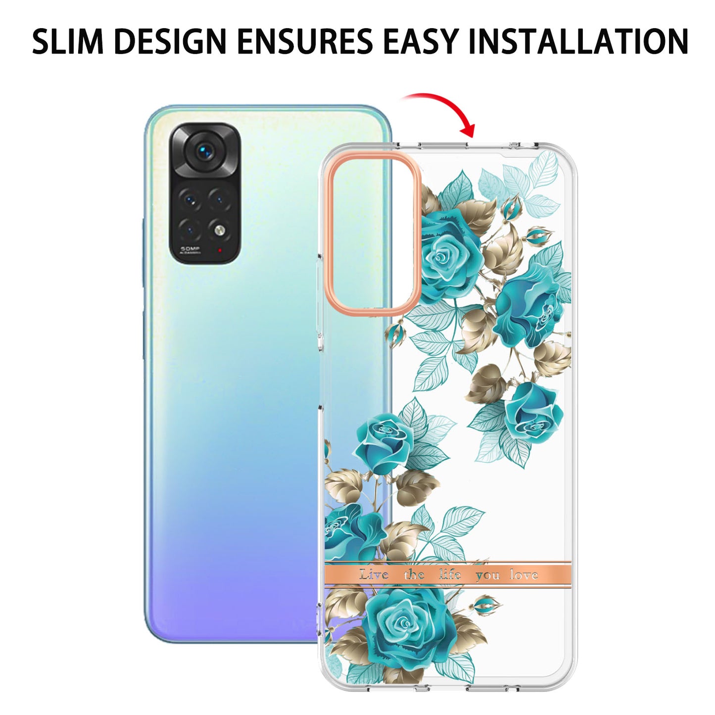 YB IMD-8 Series for Xiaomi Redmi Note 11 4G (Qualcomm) / Redmi Note 11S 4G Electroplated Flower Pattern Phone Case Soft TPU IMD Shockproof Slim Anti-Scratch Cover