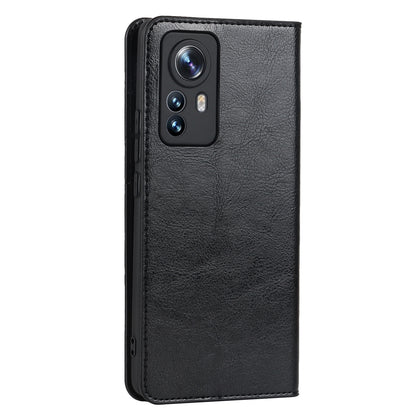 Genuine Leather Phone Case for Xiaomi 12 Pro 5G/12S Pro 5G/12 Pro (Dimensity) 5G, Anti-scratch Wallet Stand Crazy Horse Texture Shell
