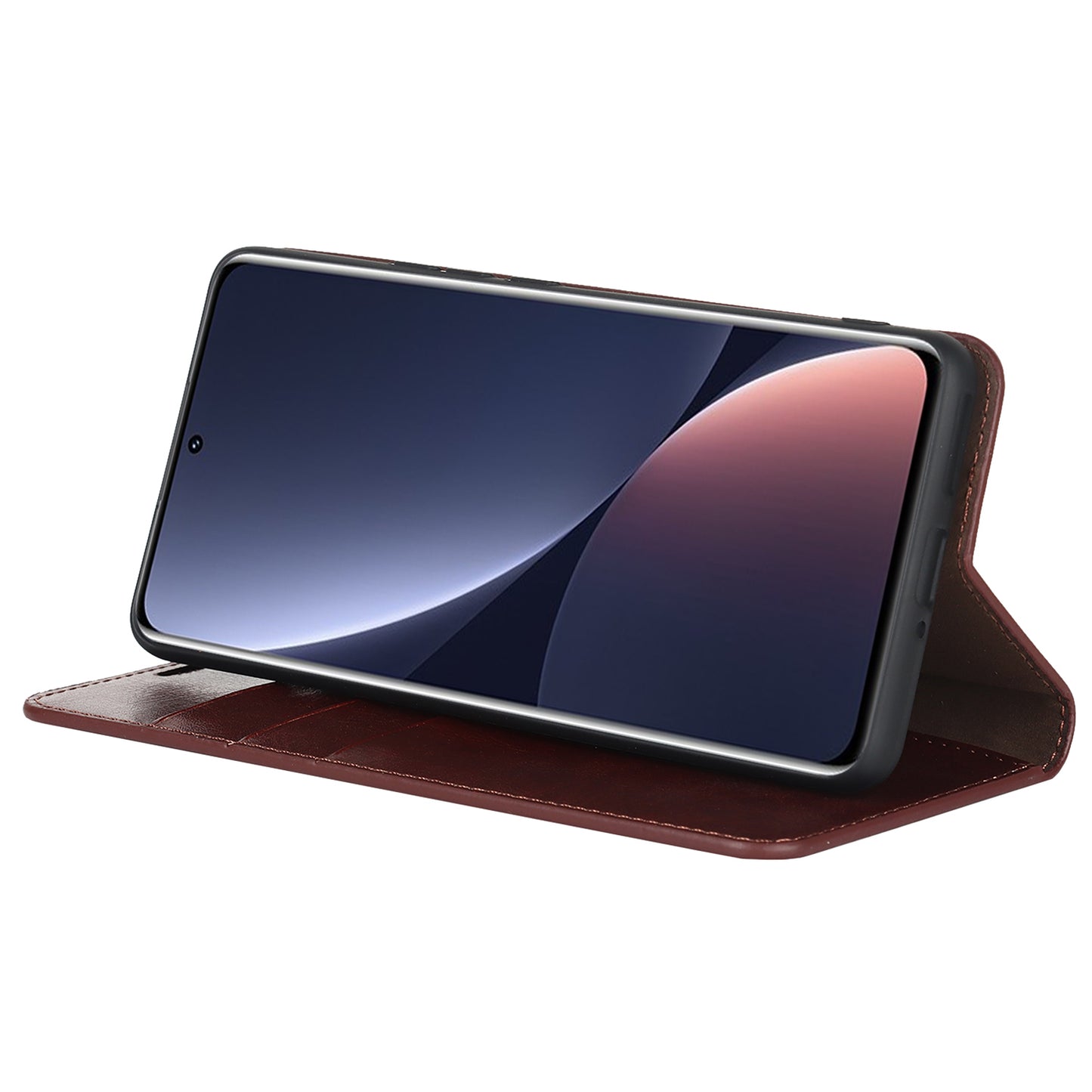Genuine Leather Phone Case for Xiaomi 12 Pro 5G/12S Pro 5G/12 Pro (Dimensity) 5G, Anti-scratch Wallet Stand Crazy Horse Texture Shell