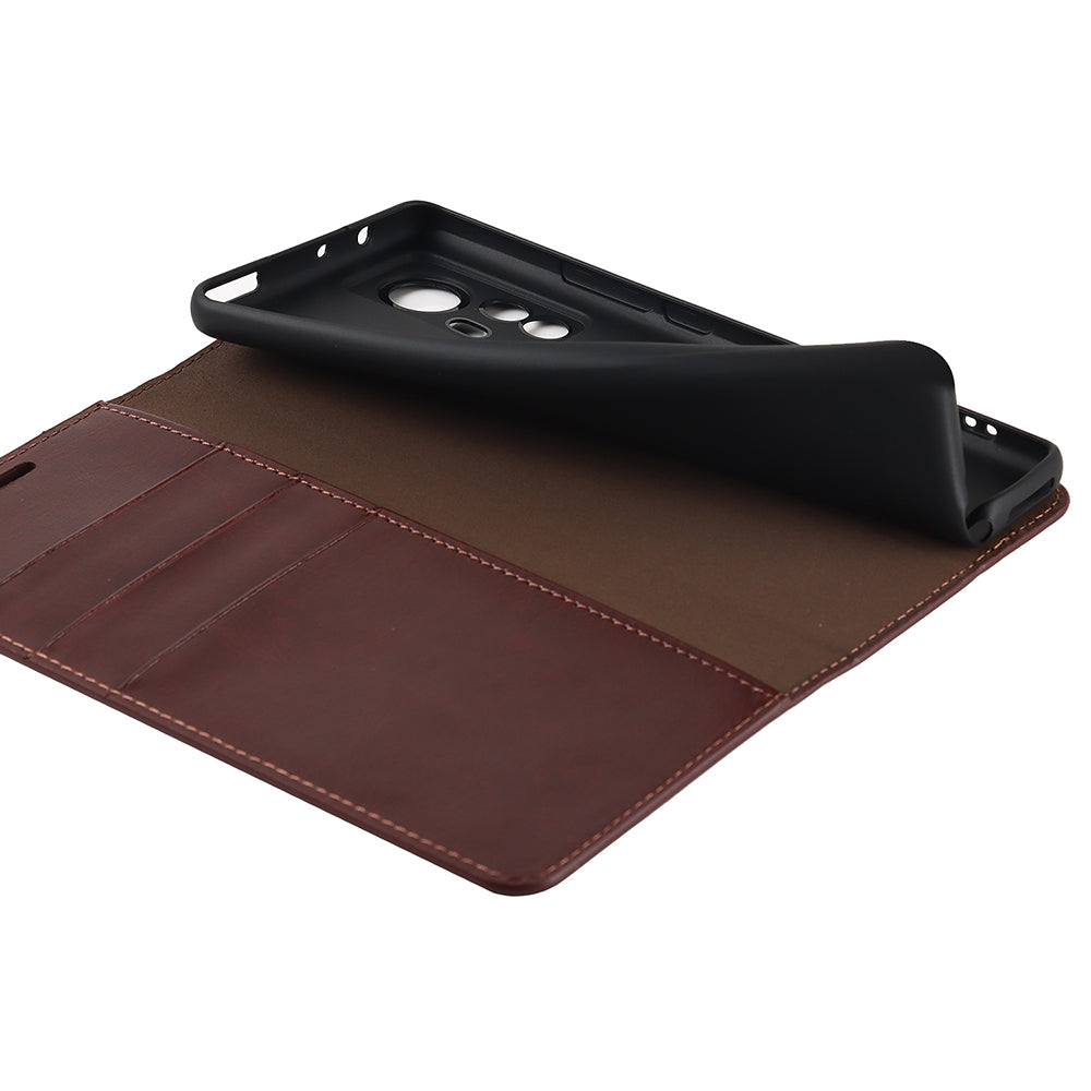 Genuine Leather Phone Case for Xiaomi 12 Pro 5G/12S Pro 5G/12 Pro (Dimensity) 5G, Anti-scratch Wallet Stand Crazy Horse Texture Shell