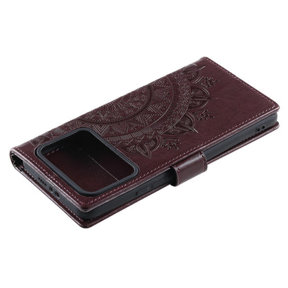 For Xiaomi Poco X4 Pro 5G Wallet Stand Design Imprinted Mandala Flower Fully Wrapped PU Leather Phone Flip Cover Phone Case